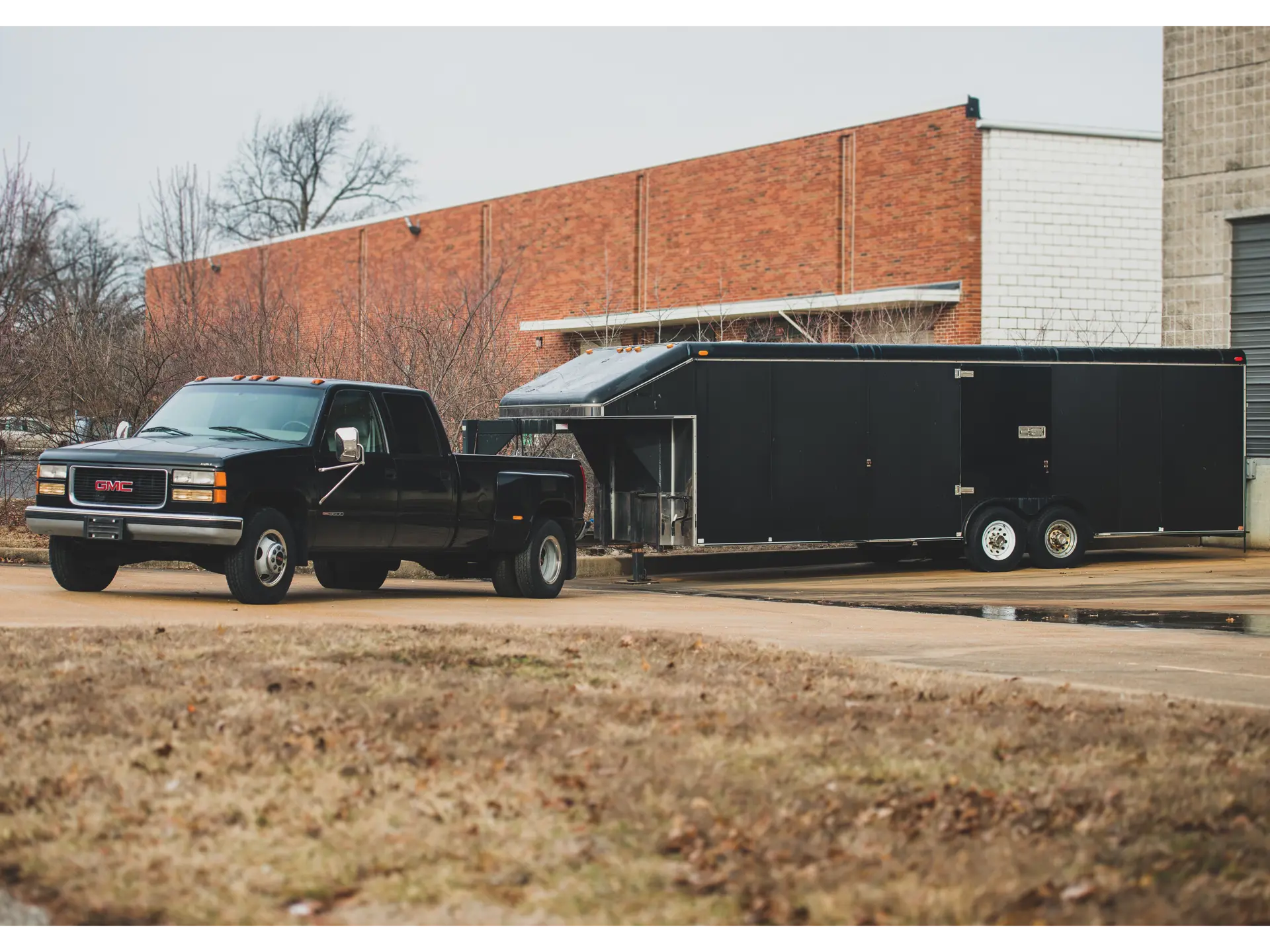 1999 GMC Sierra 3500 SLT Crew Cab Pickup with Triple B Custom Enclosed