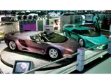 The Vector Avtech WX-3 prototypes on display at the Geneva Motor Show in 1993.