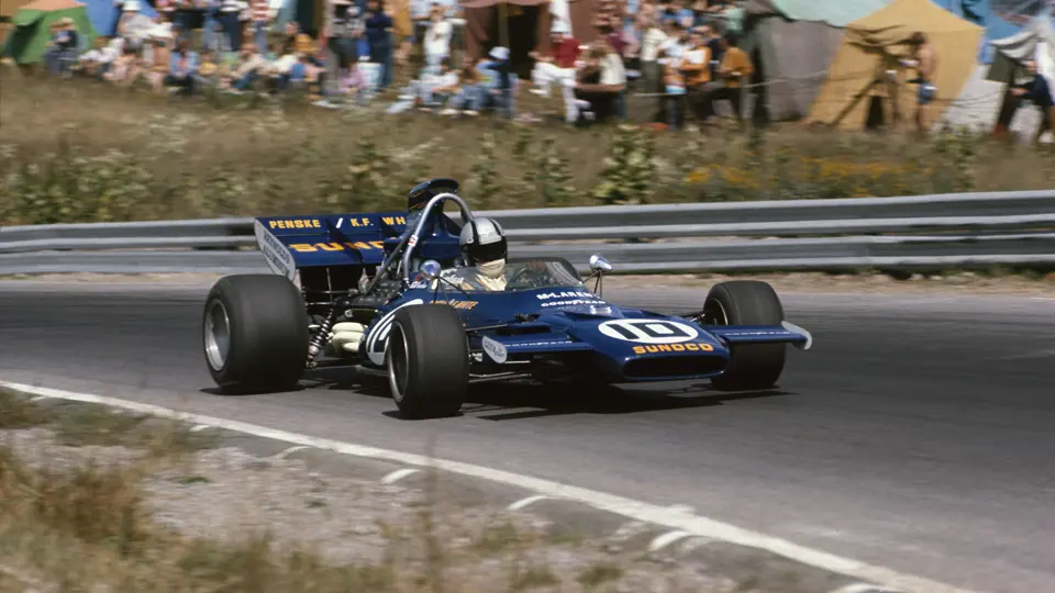 Entered into the 1971 Canadian Grand Prix, this McLaren M19a sported a distinctive Penske/K.F. White Sunoco livery for just two races. Driven by Mark Donohue, the car crossed the line in 3rd place.