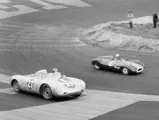 Julius Voigt-Neilsen in 550A-0121 chases Ian Raby in his Cooper Climax at Roskilde, Denmark in September of 1957.