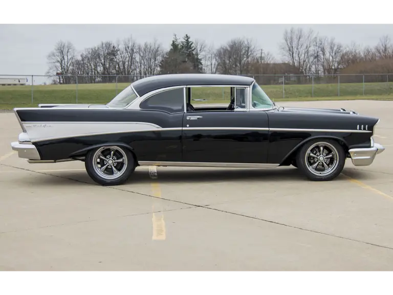 Mecum shoot in Bloomington IL. 1957 Chevy Restomod, owner Terry Woitz.