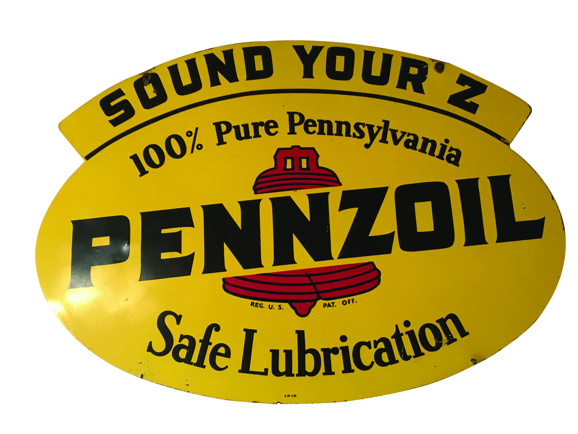 A doublesided, tin painted, "Sound your Z" Pennzoil sign. Hilton Head 2016 RM Sotheby's