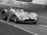 John von Neumann behind the wheel of chassis no. 0680 MDTR at Pomona, February 1958.
