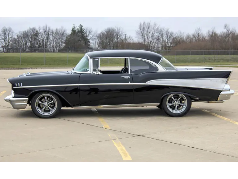 Mecum shoot in Bloomington IL. 1957 Chevy Restomod, owner Terry Woitz.