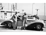 Louis Chiron posses with his Delahaye Type 135MS at the Monaco Grand Prix, circa late 1940s.