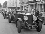 Reg Parker and family drive chassis YR5077 in the '50 Years of Bentley Cars' event, parading through Leamington Spa in 1969.