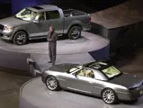 Ford Motor Company VP of Design J Mays introduces the Lincoln Mark X concept (BOTTOM) and the Lincoln Mark LT Concept (TOP) Monday January 5, 2004 at the North American International Auto Show in Detroit, Michigan.
