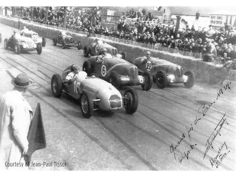 Eugène Chaboud at the Grand Prix de Paul in April of 1939 alongside the Talbot of Etancelin and Delahaye of Paul.