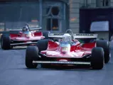 Scheckter leads teammate Gilles Villeneuve as the duo fly out of Casino Square at the 1979 Monaco Grand Prix.