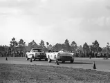 Marvin Panch in the #58 Battlebird leading a corvette at the 1957 New Smyrna airport "Road Race" where it finished second behind Caroll Shelby's Ferrari.