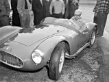Juan Manuel Fangio sampling a 2-liter Maserati in USA circa 1954.