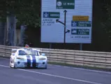 The Chrysler Viper GTS-R thunders along the Mulsanne Straight during the 1997 24 Hours of Le Mans.