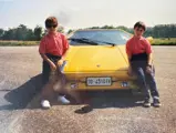 The consignor and his brother with their father’s Lamborghini, circa 1993.