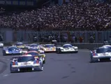 The Lancia is seen at the head of the racing pack at the beginning of the 1984 24 Hours of Le Mans.
