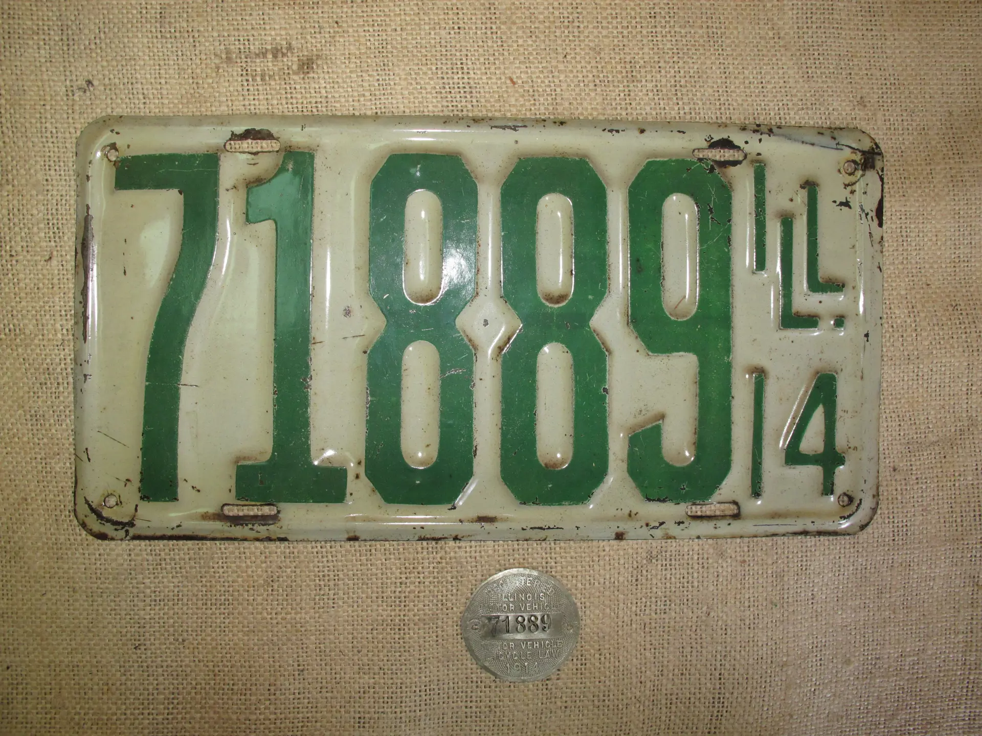 1914 Illinois Single License Plate and Registration Tag | The Lee Roy ...