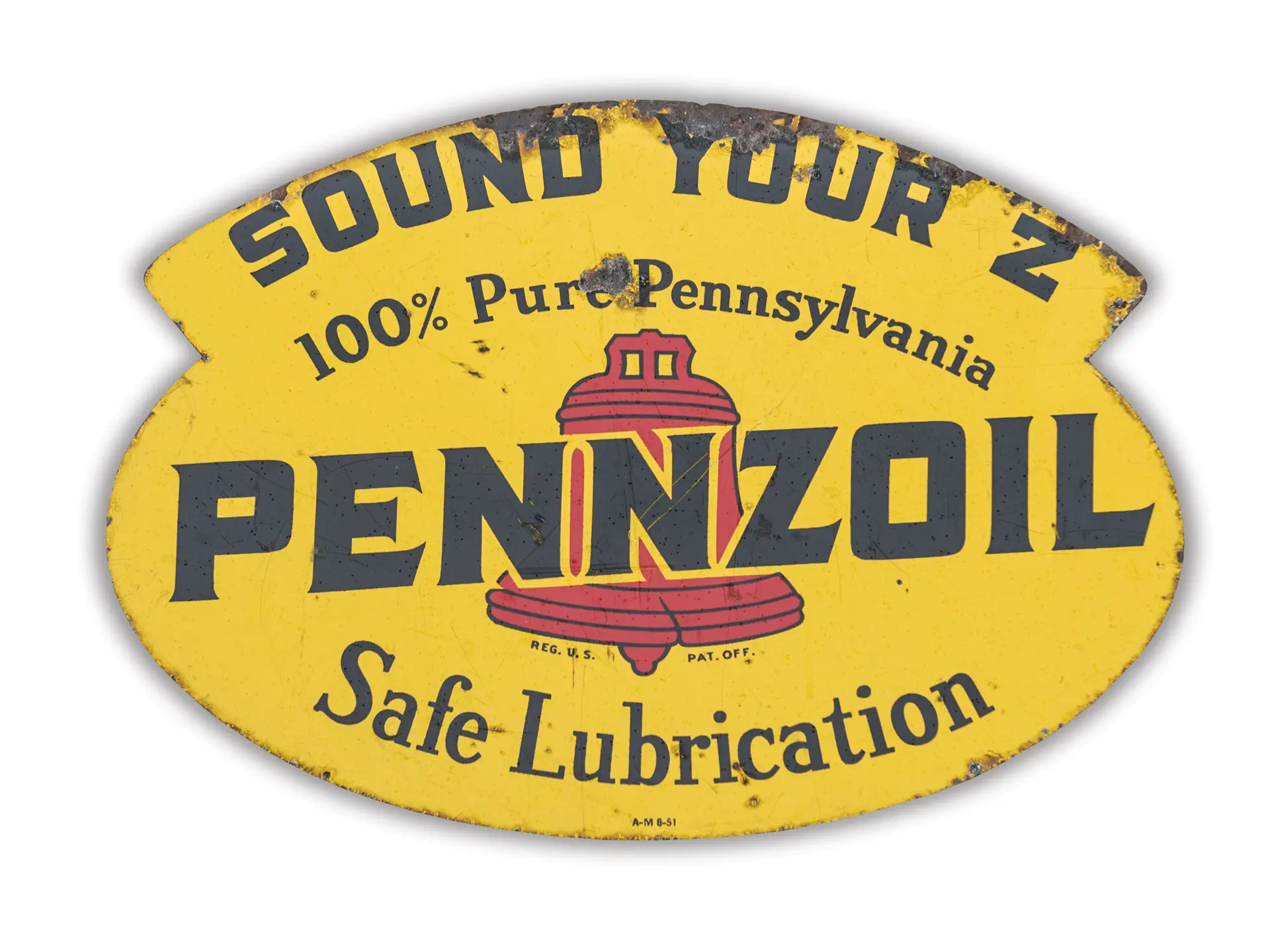 Pennzoil "Sound Your Z" DoubleSided Painted Tin Sign Hershey 2018 RM Sotheby's
