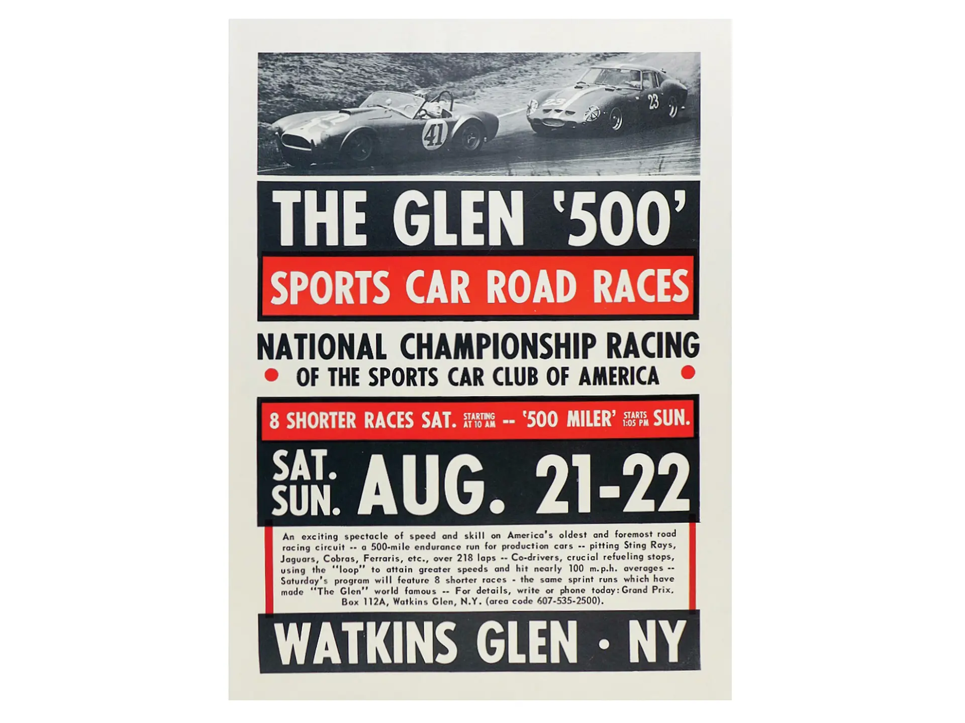 The Glen '500,' Sports Car Road Races, 1964 