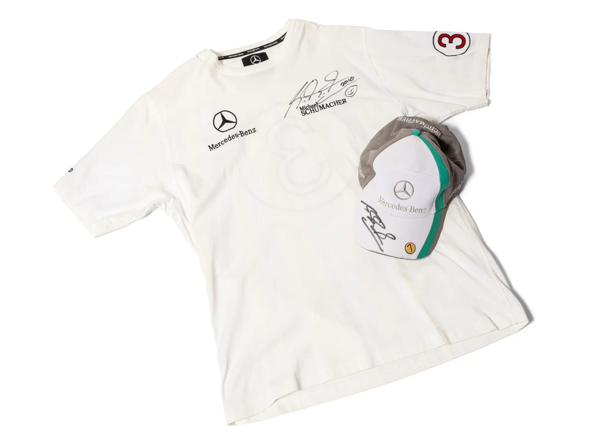 2010 Michael Schumacher MercedesBenz Formula 1 Signed TShirt and 2011