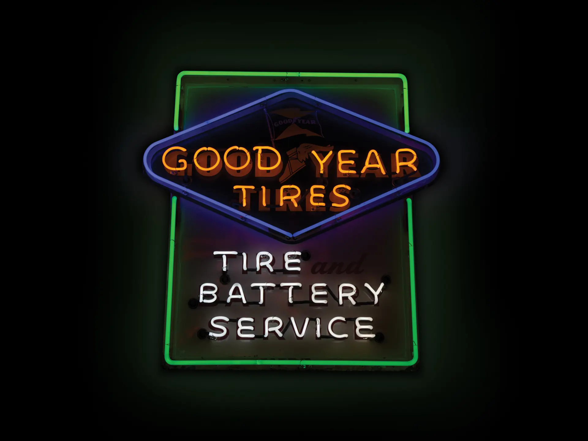Goodyear Tires Tire and Battery Service Neon Sign The Dingman
