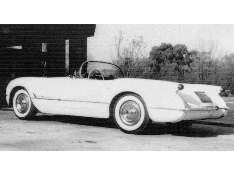 The ’53 Corvette in the original owner’s driveway shortly after he bought it.